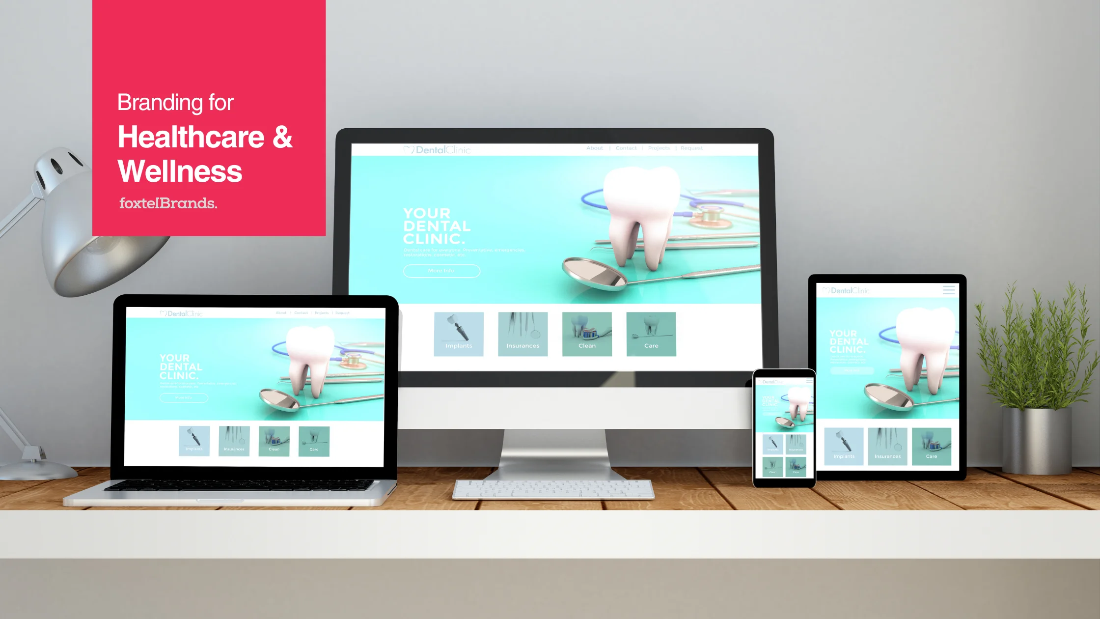 Responsive website design displayed on multiple devices, showcasing healthcare branding by FoxtelBrands.
